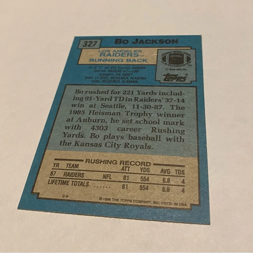 Topps Football Card bo jackson